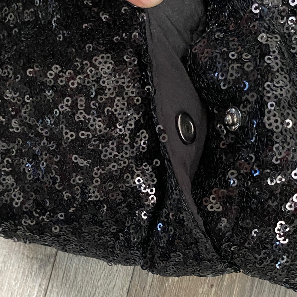 Halogen Black Sequin Button-Down Blouse NWT - image 13
